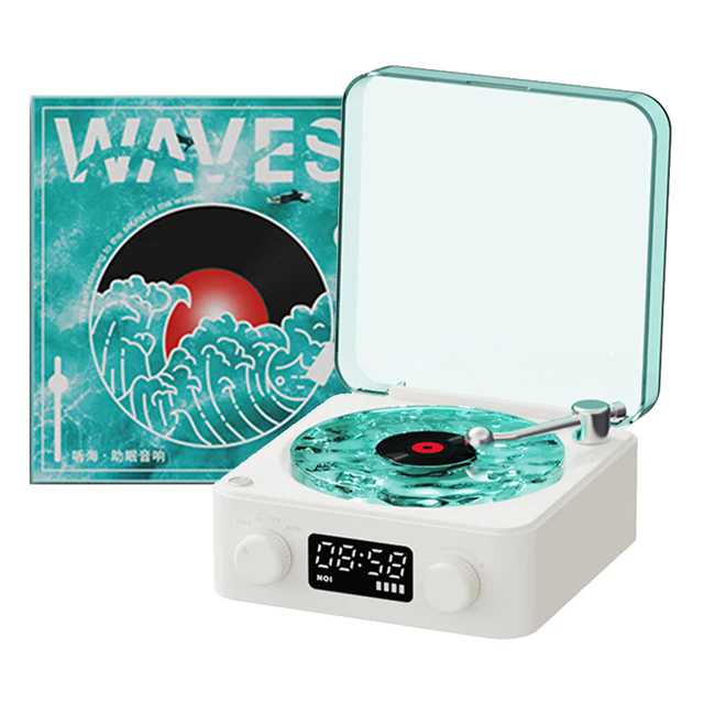 Waves Vinyl Player Portable Speaker with White Noise Dynamic RGB Light Retro Vintage Sleep Aid Turntable Speaker Home Theater Waves Vinyl Player Portable Speaker with White Noise Dynamic RGB Light Retro Vintage Sleep Aid Turntable Speaker Home Theater